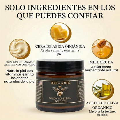 Bálsamo de Sebo de Res con Miel Cruda - 2 Oz.