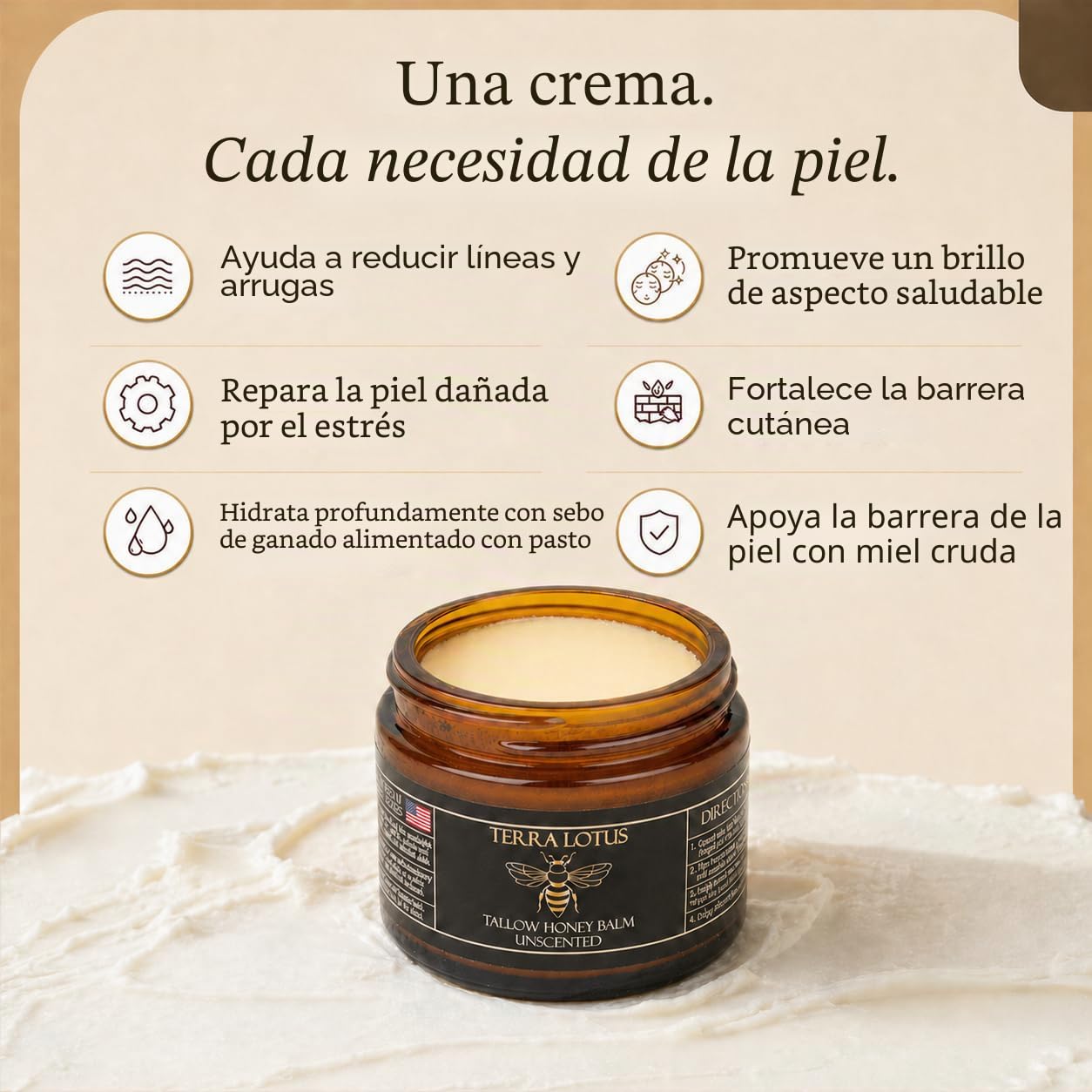 Bálsamo de Sebo de Res con Miel Cruda - 2 Oz.